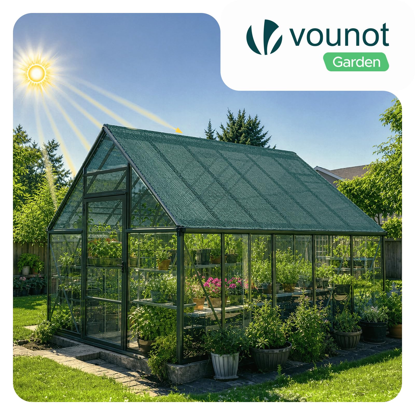 VOUNOT® Filet d’Ombrage pour Serre HDPE 90g/m² Filet Filet de Protection DIY Multi-Usage Serre Tunnel Potager Tomates Poulailler Résistant Intemperies Anti UV Installation Facile 1.8x20m Vert
