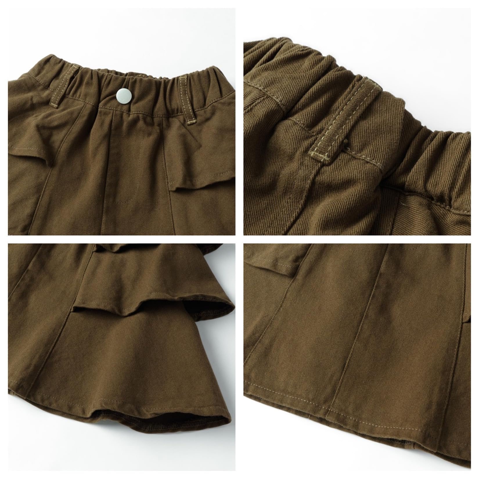 Mud Kingdom Falda vaquera con capas para niñas, cintura elástica, plisada, con volantes, estilo casual