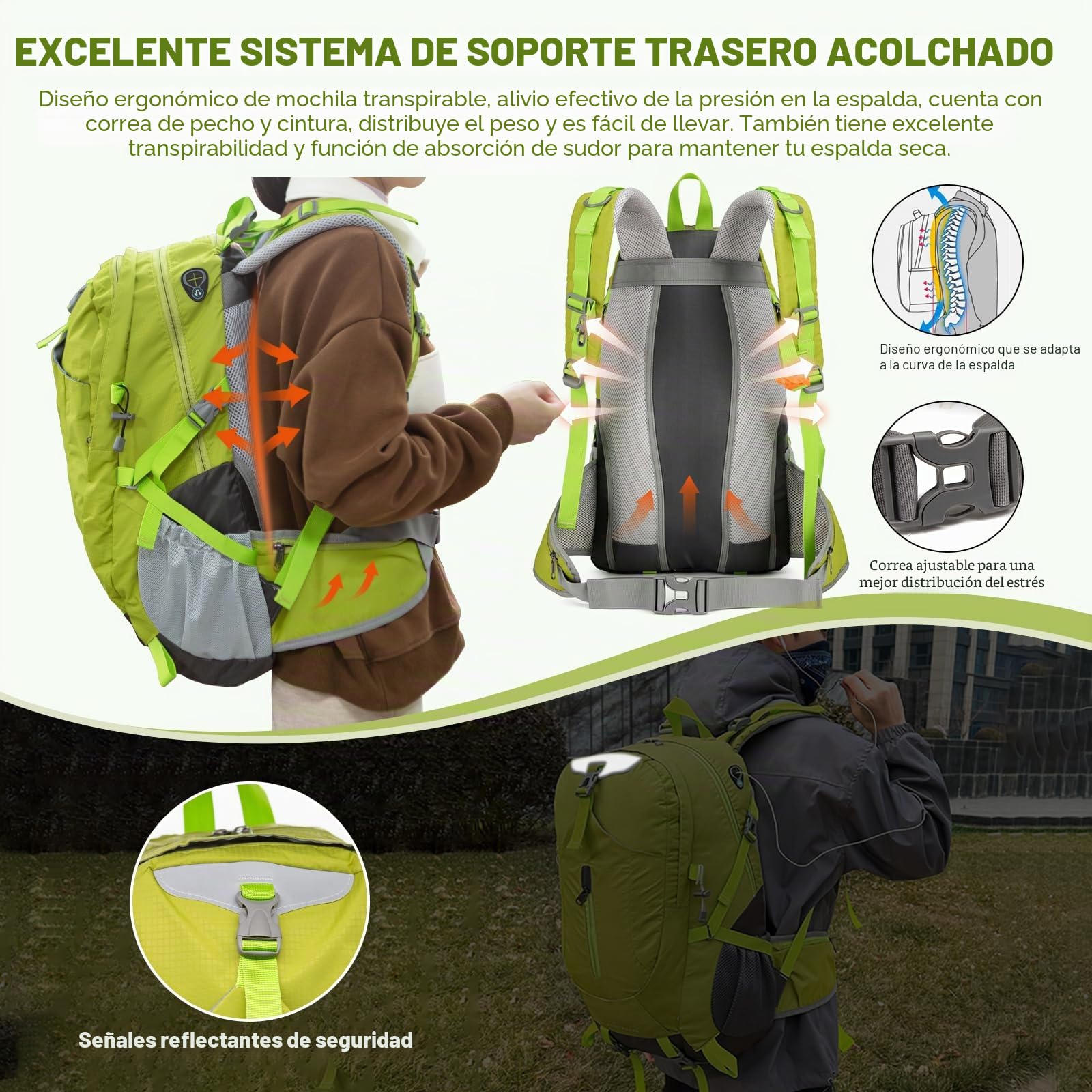 Long Keeper 40 Litros Mochila Senderismo Hombre Mujer Impermeable Mochila Viaje Trekking Montaña con Funda Lluvia Multibolsillos Multiusos para Al Aire Libre