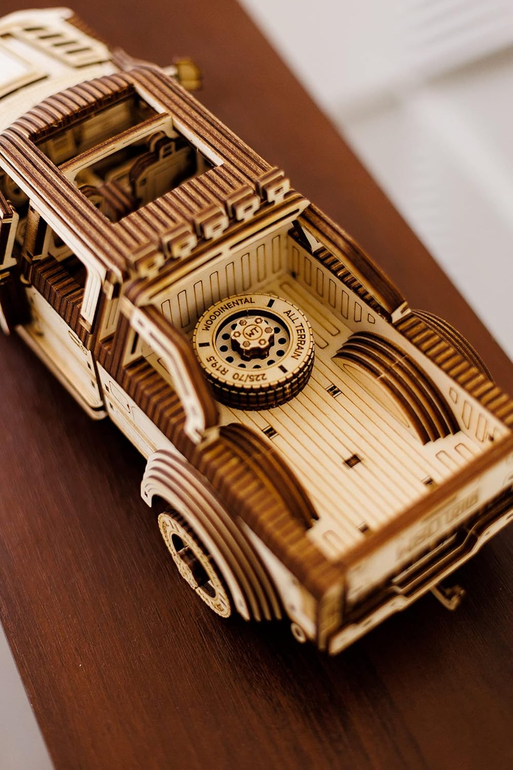 Wood Trick Pickup Truck SUV Car Wooden 3D Puzzles for Adults to Build - Rides up to 32 feet - Engineering DIY Mechanical Wood Model Kits Wooden Puzzles for Adults