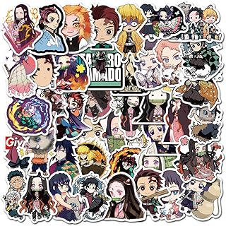 Potota Demon Slayer Stickers| 50 PCS | Vinyl Waterproof Stickers for Laptop,Skateboard,Water Bottles,Computer,Phone,Anime Stickers Demon Slayer(Demon slayer-50PCS)