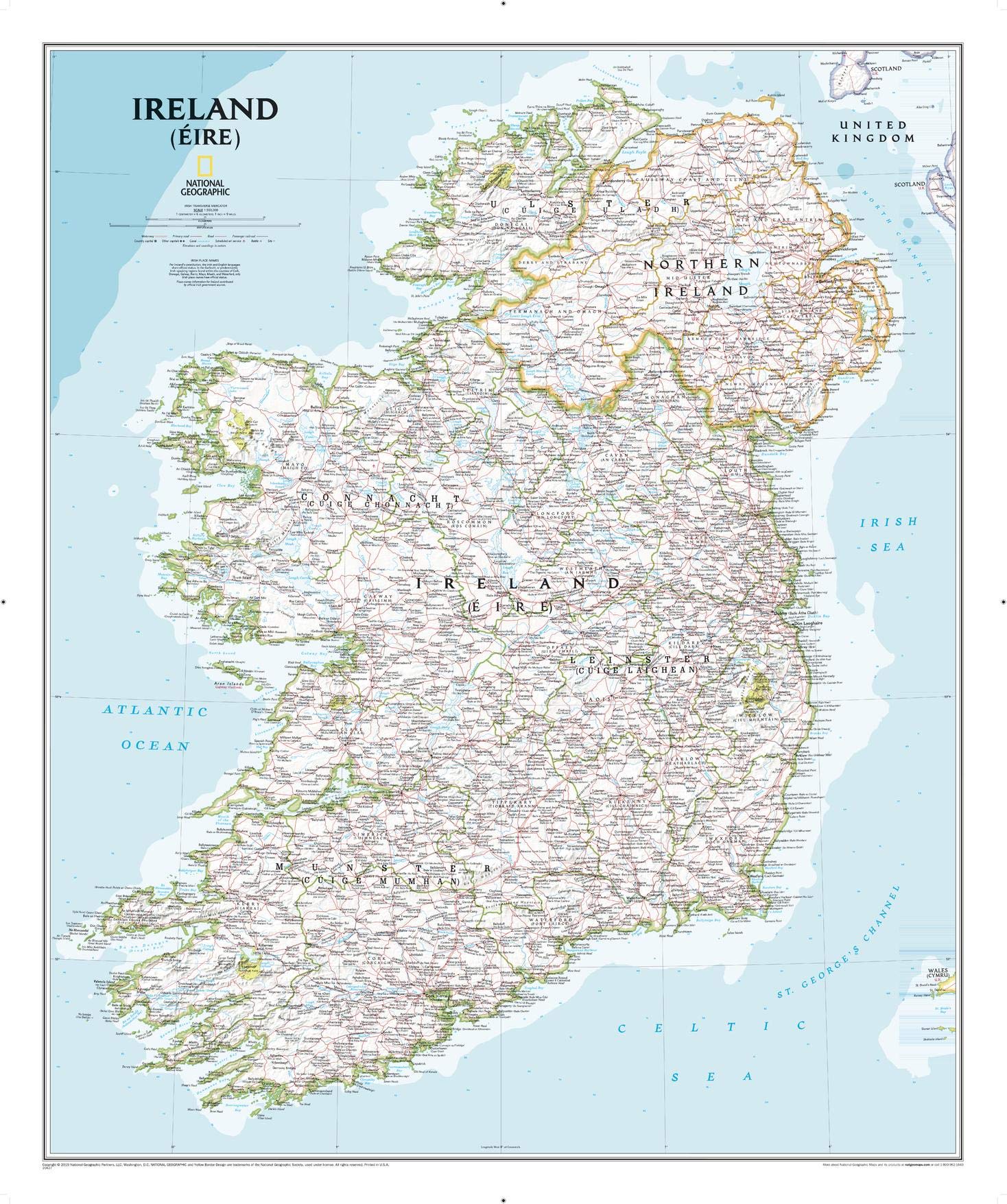 National Geographic Ireland Wall Map - Classic (30 x 36 in) (National Geographic Reference Map)