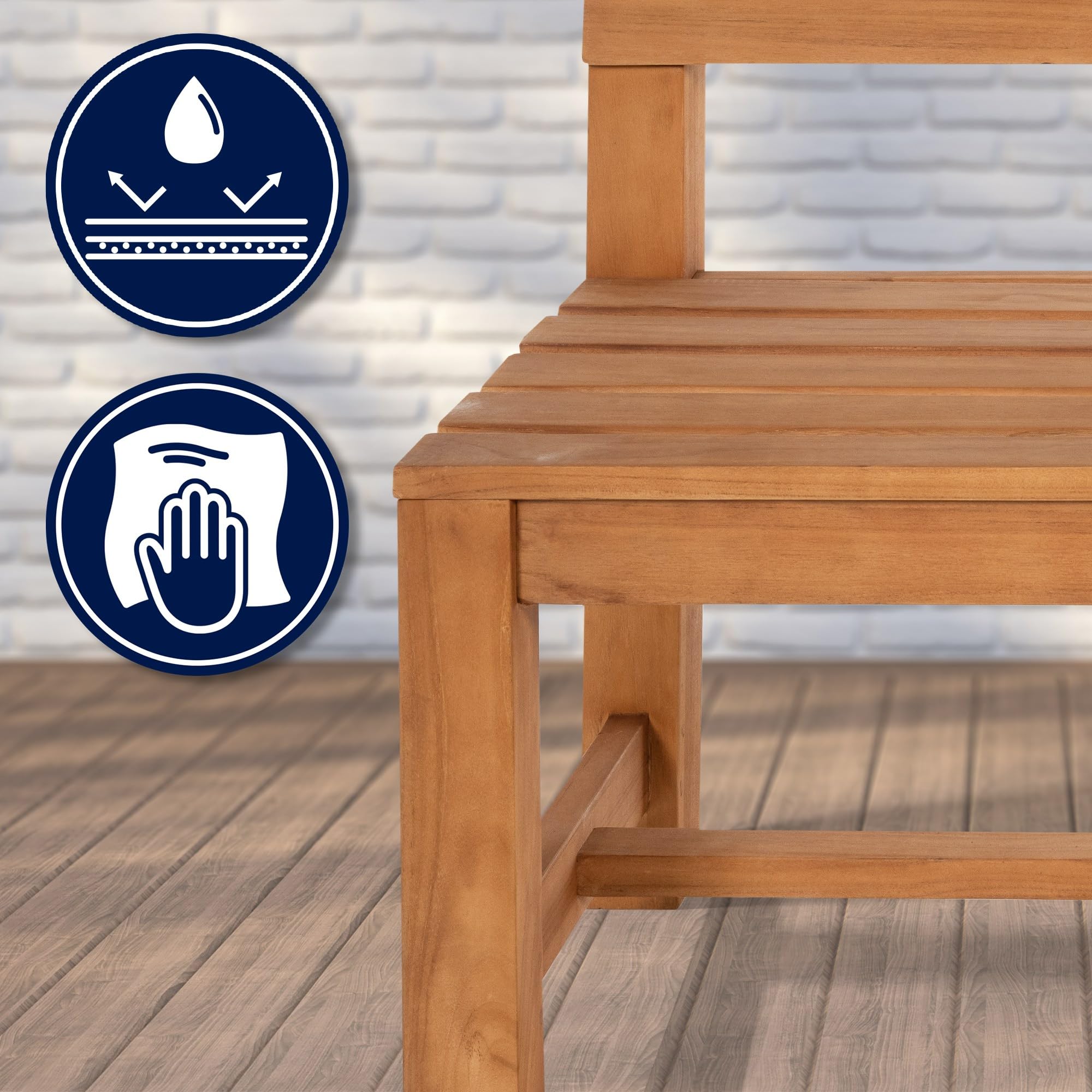 CLP Banco de Teca Augusta I Banco de Madera Resistente a la Intemperie con Respaldo I Robusto Banco de jardín de Madera Maciza de Teca, Color:Teca, Tamaño:120 cm