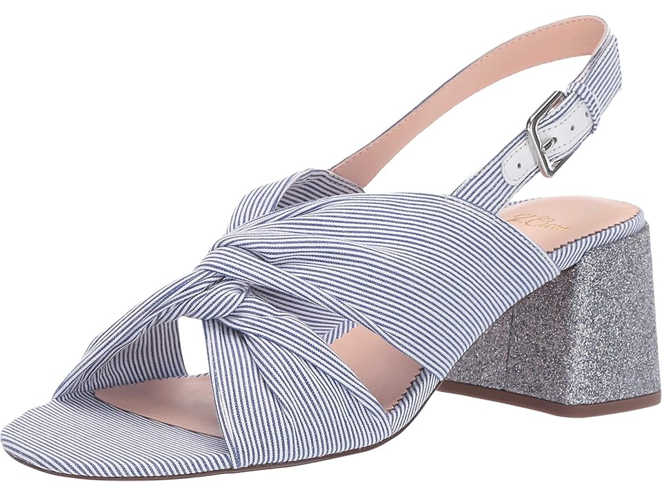 

J.Crew Twisted Knot Striped Penny Sandal (Ocean White) Women's Shoes, Blue