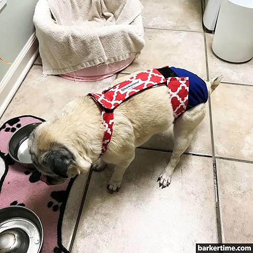 Miniatura 4 de Pañal para perro de primera calidad, impermeable, a prueba de escapes, color rojo, con agujero para la cola, fabricado en Estados Unidos