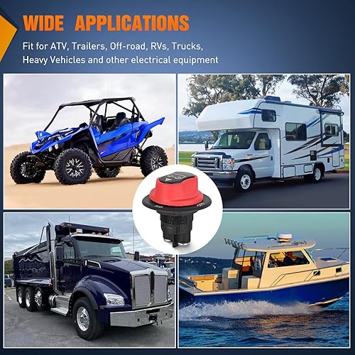 Vista 57 de Nilight - Interruptor de batería 90015A 12-48V resistente al agua, interruptor maestro de corte de energía de batería, aislador de desconexión