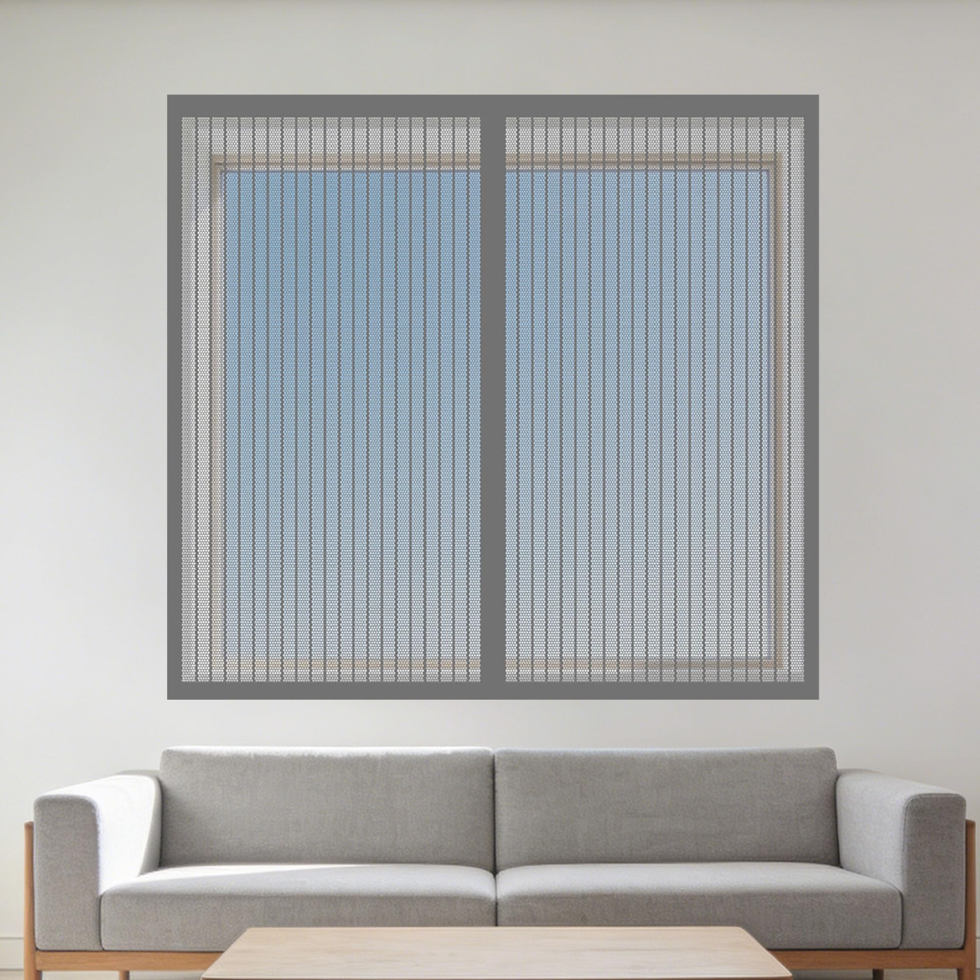 Moustiquaire fenêtre amovible 170x165 cm : rideau anti mouche gris magnétique