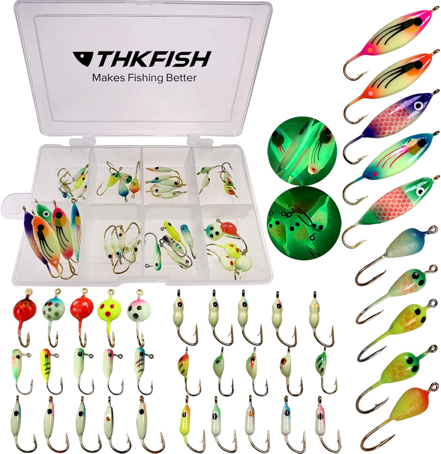 Lot De 33 Leurres De Pêche Pour Panfish, Assortiment De Jigs Pour Pêche Sur Glace, Hameçon Simple