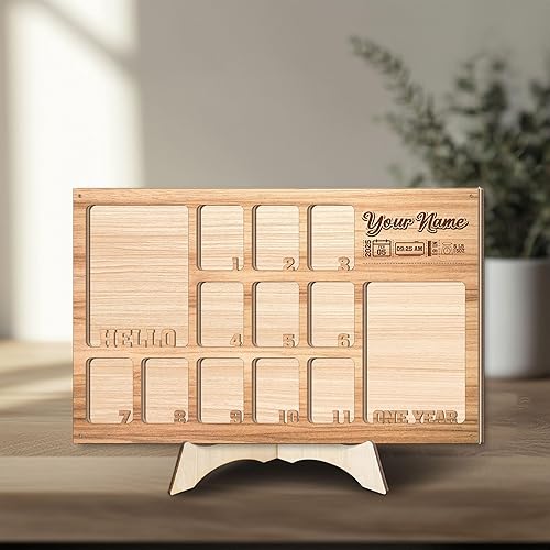 Personalized Baby’s First Year Picture Frame – Custom 12-Month Milestone Photo Collage for Newborns, Customizable Baby Photo Display, Baby Milestone Keepsake Frame (BMF3)