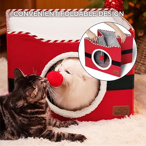 Miniatura 158 de Bedsure Casa para gatos de 2 pisos, condominios para gatos de interior con almohadilla para rascar y colgar bolas esponjosas, muebles pequeños