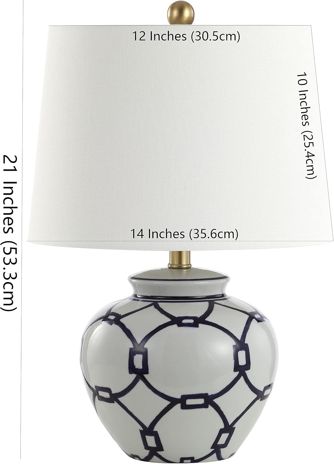 SAFAVIEH Lighting Collection Anders White/ Blue 21-inch Bedroom Living Room Home Office Desk Nightstand Table Lamp (LED Bulb Included)