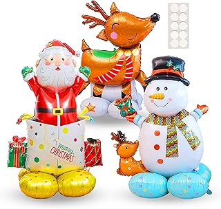 クリスマス バルーン クリスマス 飾り バルーン 大型 サンタ ​トナカイ 雪だるま 3個セット 風船 飾り 特大 H 高さ約120cm 大きい アルミ 雰囲気満点 小道具 玄関 店舗 家庭用 学園祭 文化祭 パーティーグッズ イベント デコレ...