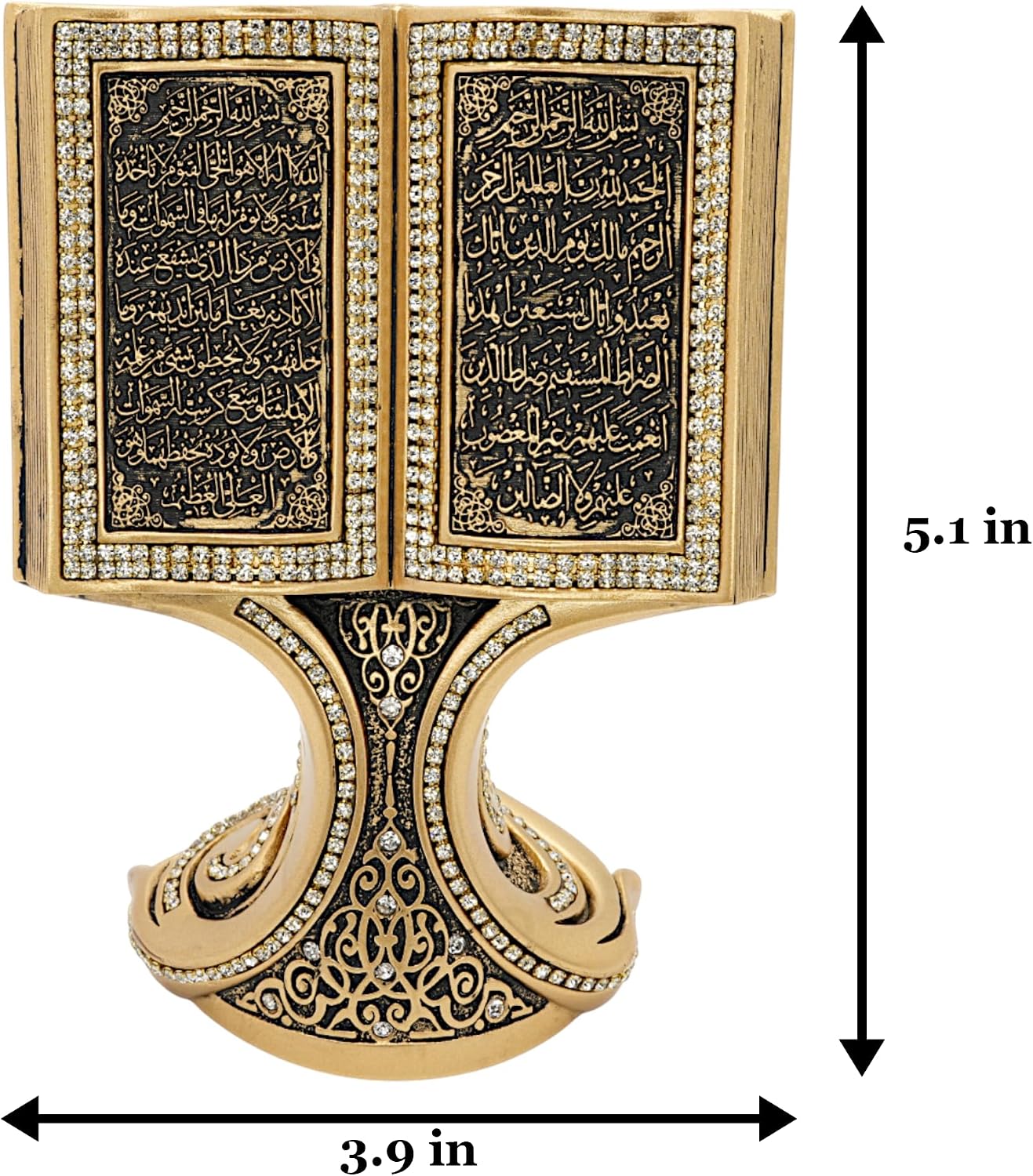 Modefa Islamic Decor - Eid Gifts for Women - Muslim Decorations for Home Islamic Art - Islamic Table Decor Showpiece Quran Open Book (Ayatul Kursi Gold, Mini)