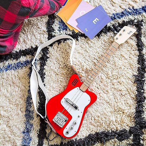Miniatura 5 de Loog Mini guitarra eléctrica para niños para principiantes, amplificador integrado a partir de 3 años, aplicación de aprendizaje y lecciones