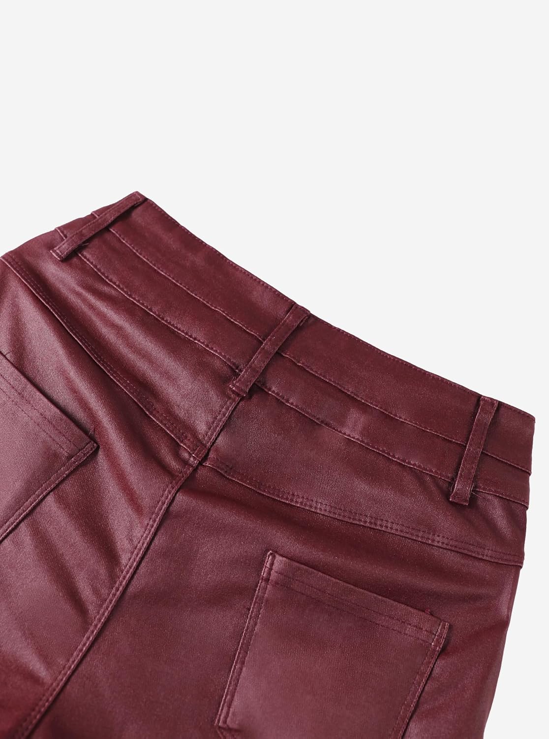 SOFIA'S CHOICE Women's Faux Leather Shorts High Waisted Roll Hem Pleated Mini Short with Pockets - Image 5