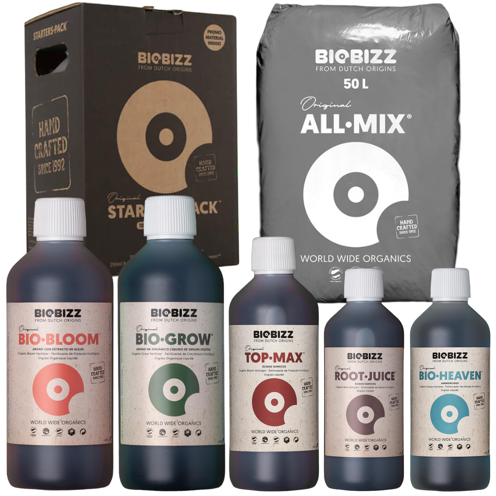 Biobizz Allmix 50L + Starter Pack – organische Erde und Grow Dünger Set für kräftiges Wachstum und reiche Blüte
