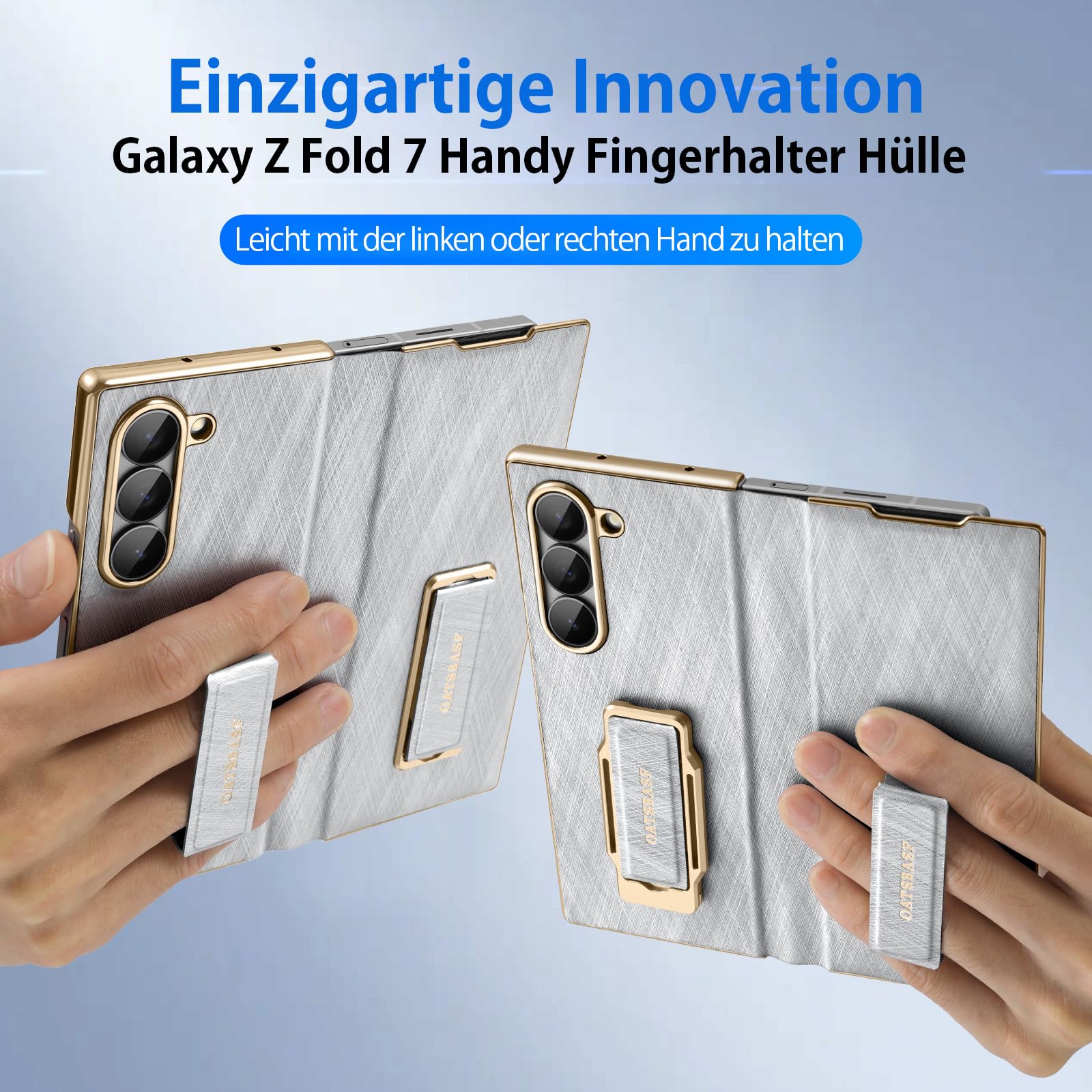 Skórzane etui do Samsung Galaxy Z Fold 7 z uchwytem na telefon komórkowy, obrotowym o 360°, skórzane etui, pełna ochrona, odporne na uderzenia etui na telefon komórkowy, odporne na zarysowania