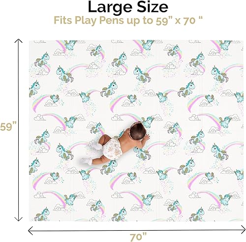 Miniatura 8 de JumpOff Jo Alfombra de juego para bebés, alfombra de juego grande de espuma plegable para bebés, bebés, niños pequeños, impermeable, doble cara (70