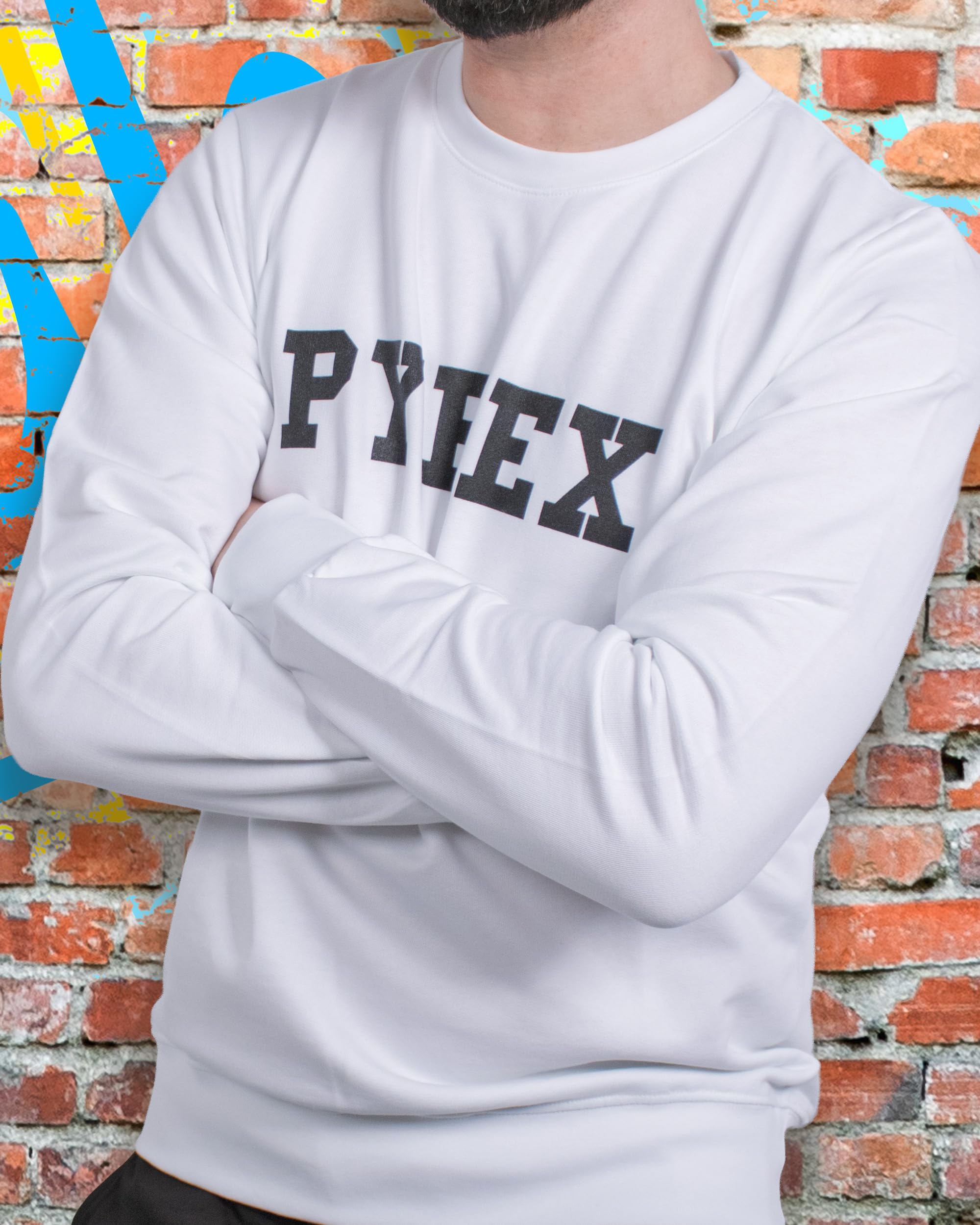 PYREX ORIGINAL - Felpa Girocollo da Uomo in Cotone, Polsini Elasticizzati, Logo Frontale - Art.45102