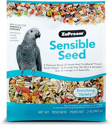 Miniatura 4 de ZuPreem Sensible Seed - Alimento para pájaros para loros y conures, mezcla de semillas premium, pellets FruitBlend para Caiques, grises africanos