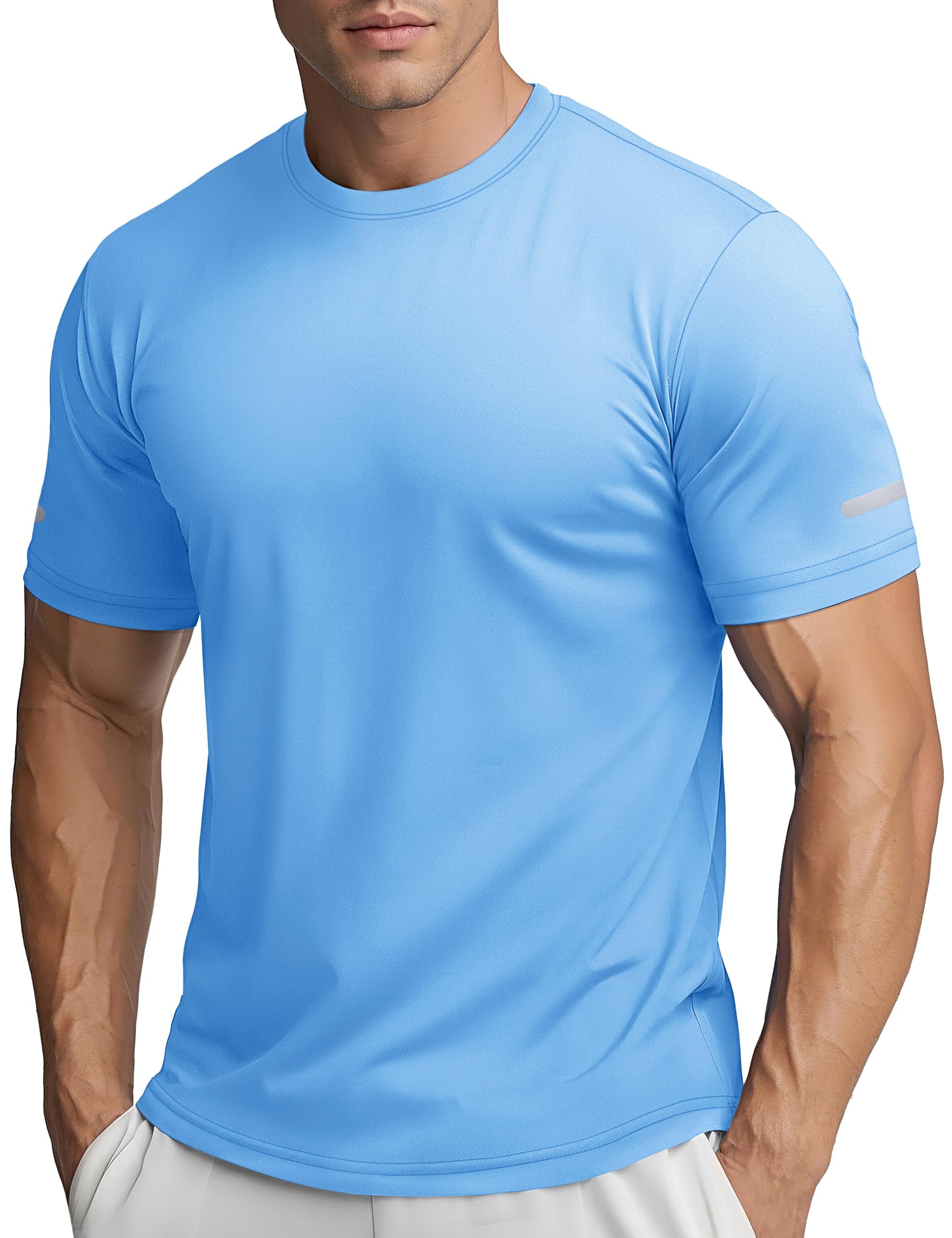 TACVASEN UV Shirt Herren Sportshirt Kurzarm UPF 50+ Sonnenschutz Atmungsaktive Funktionsshirt Laufshirts mit Reflektierender Streifen