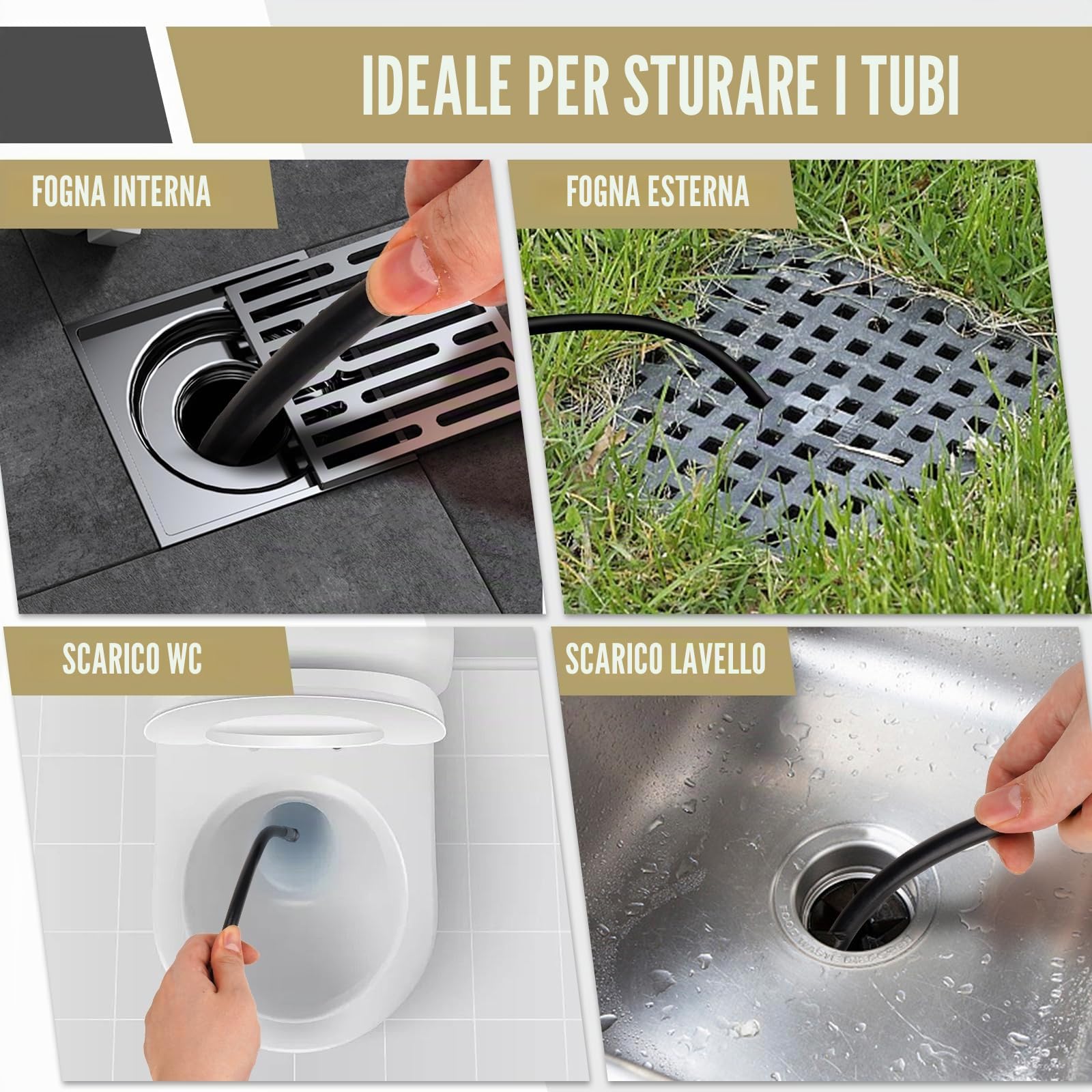 30M Drain Cleaning Hose for Kärcher Pressure Washer K2 -K7 | Con ugelli a getto e rotanti & adattatori per pulizia efficace tubi 180 Bar
