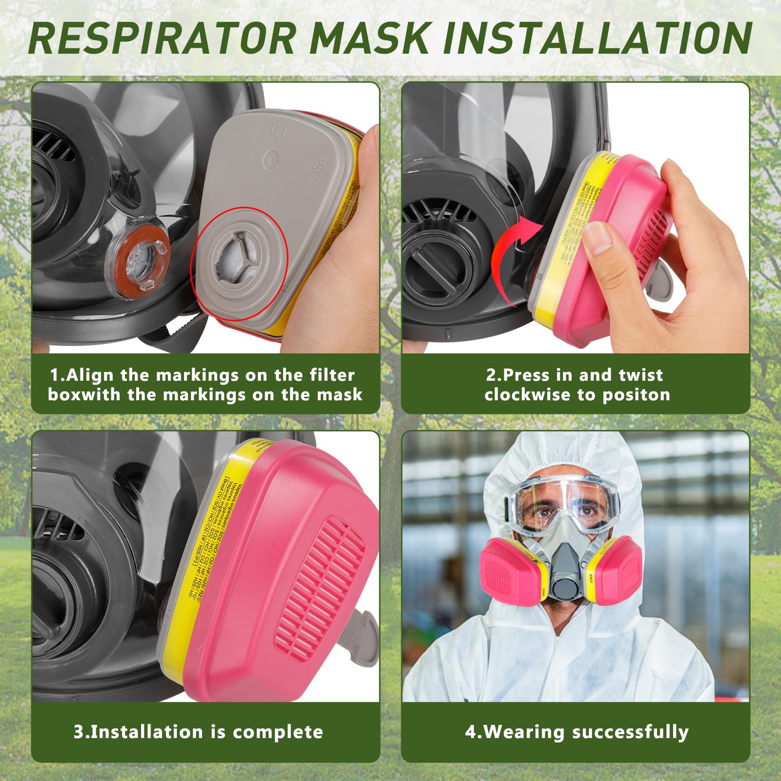 3 Pair) 60923 Respirator Cartridge Particulate Filter, for 6000