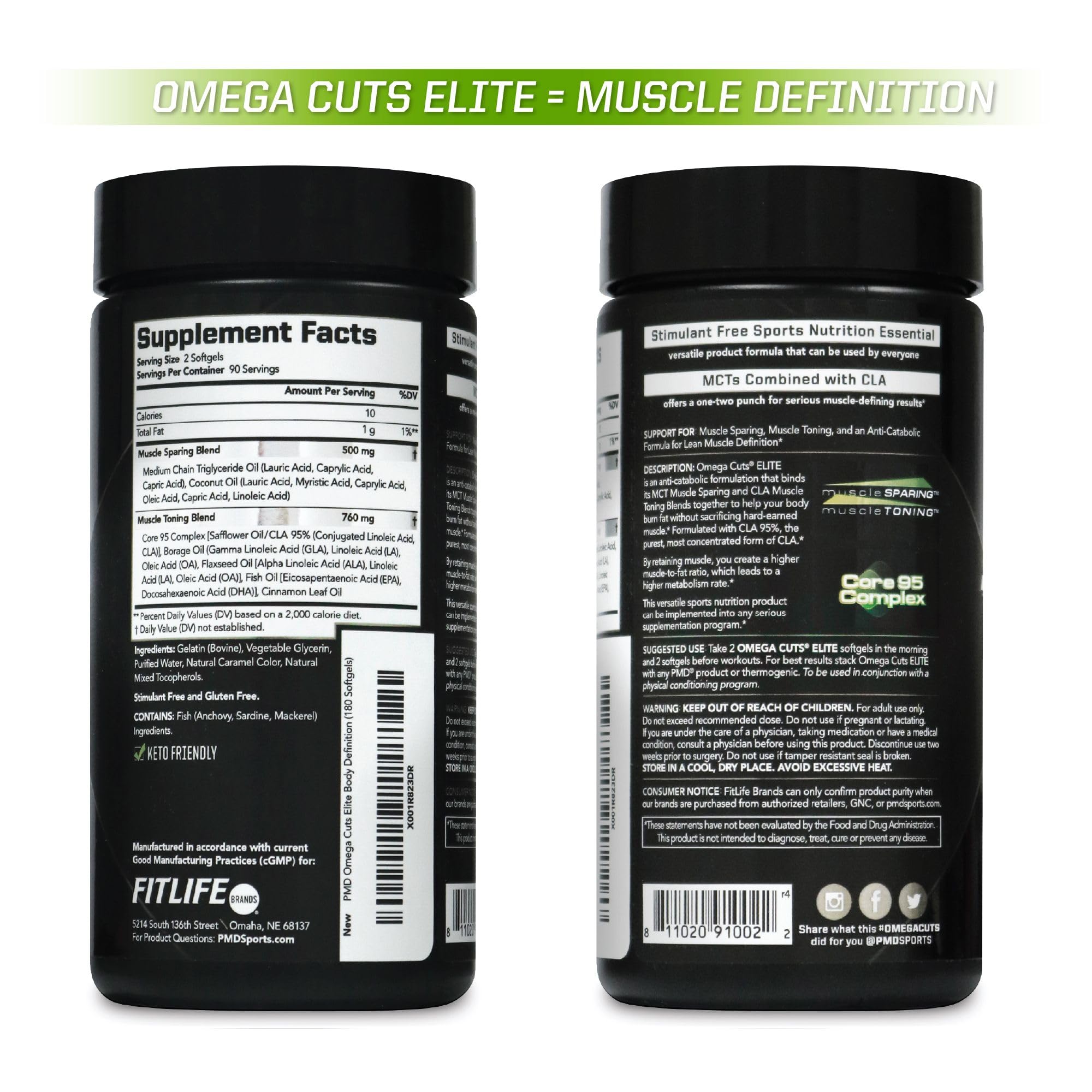 PMD Sports Omega Cuts Elite Fat Loss-Muscle Defining Formula - 180 Softgels — Amazon image 8