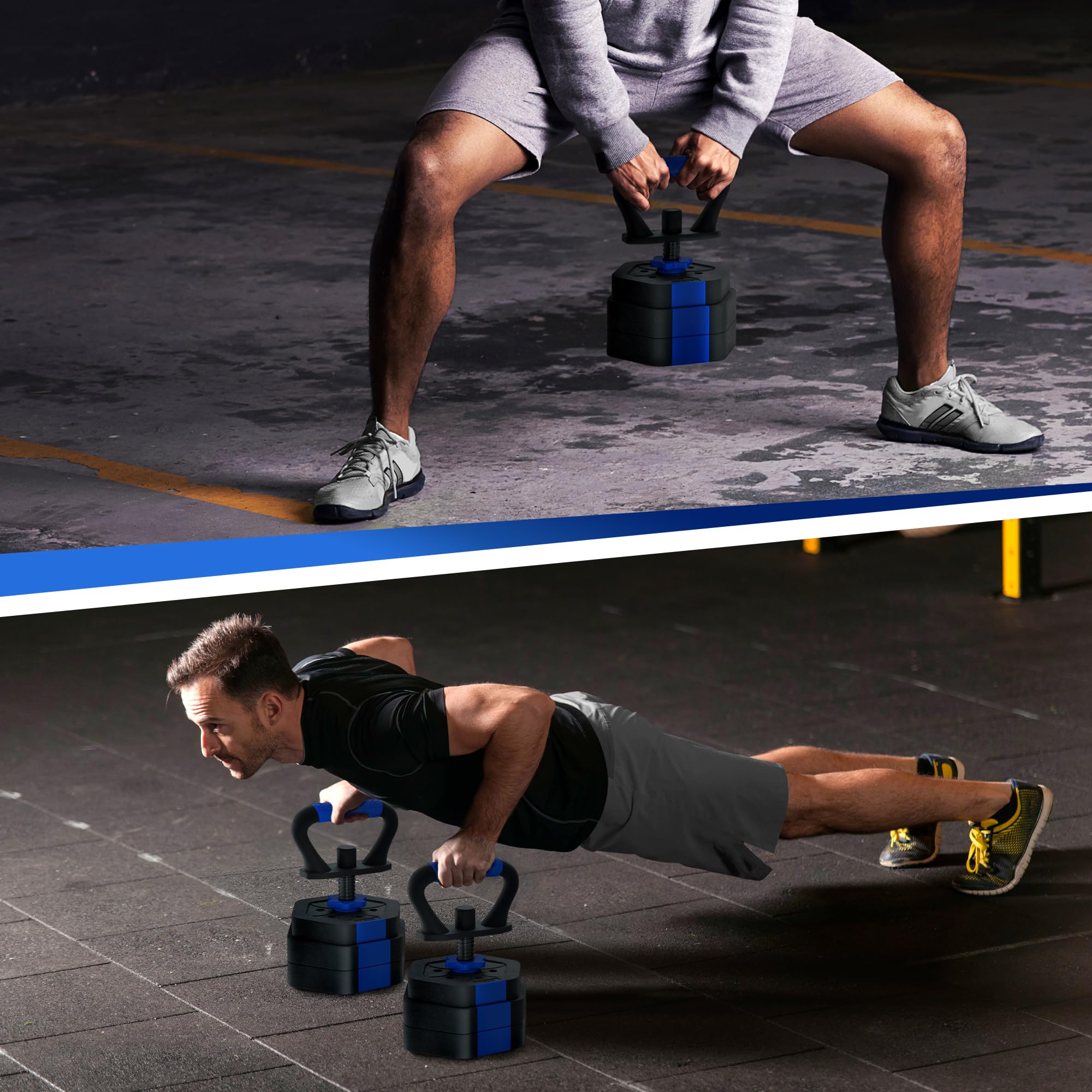 VIVITORY Juego de mancuernas ajustables, pesas libres con conector, juego de mancuernas ajustables que no ruedan, barra para gimnasio en casa, hexagonal, mezcla de cemento