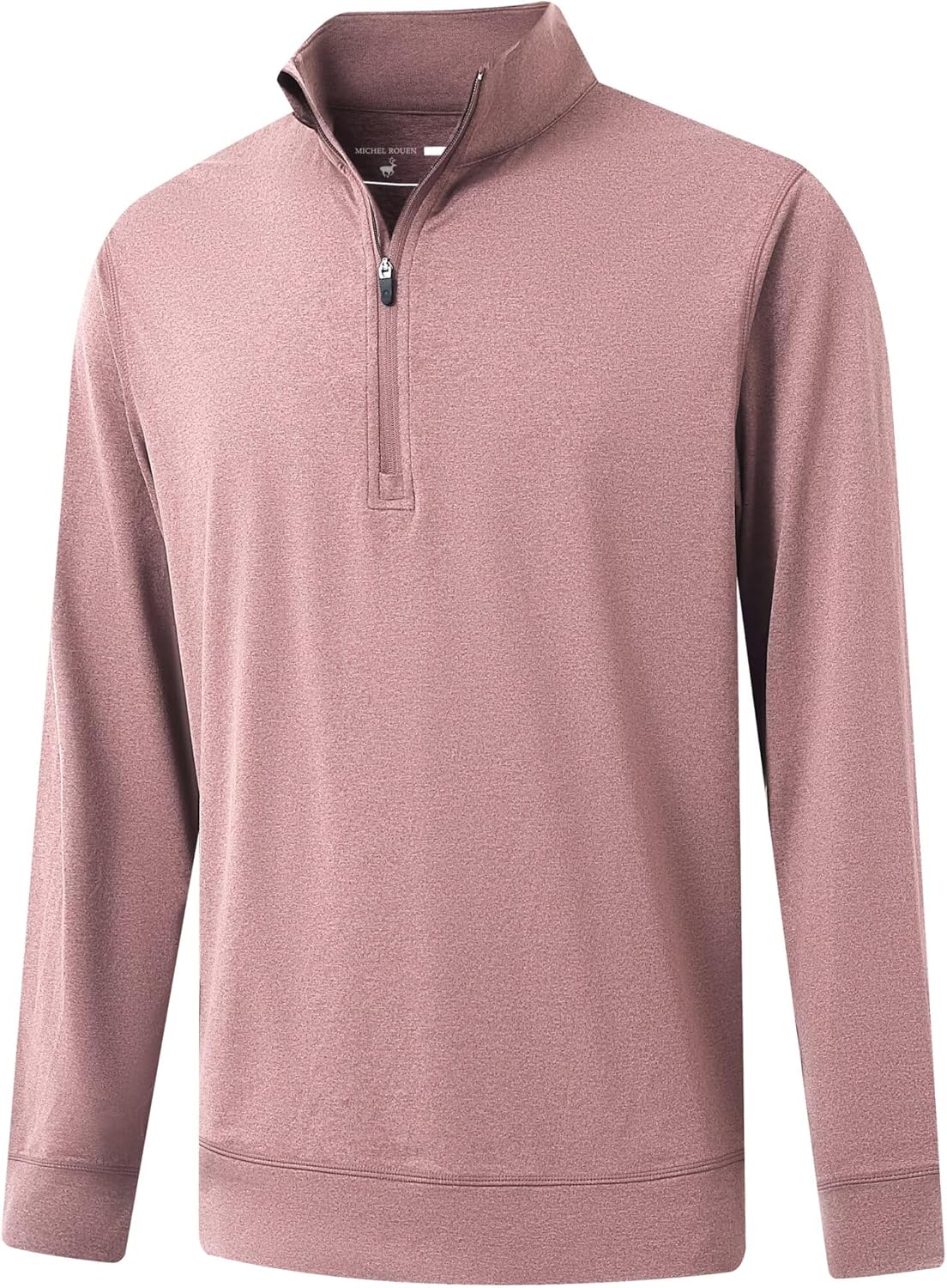 MICHEL ROUEN Quarter Zip Pullover Men Lightweight Dry Fit Mock Neck Midlayer Soft Sport 1/4 Zip Pullover Mens Heather Sweater