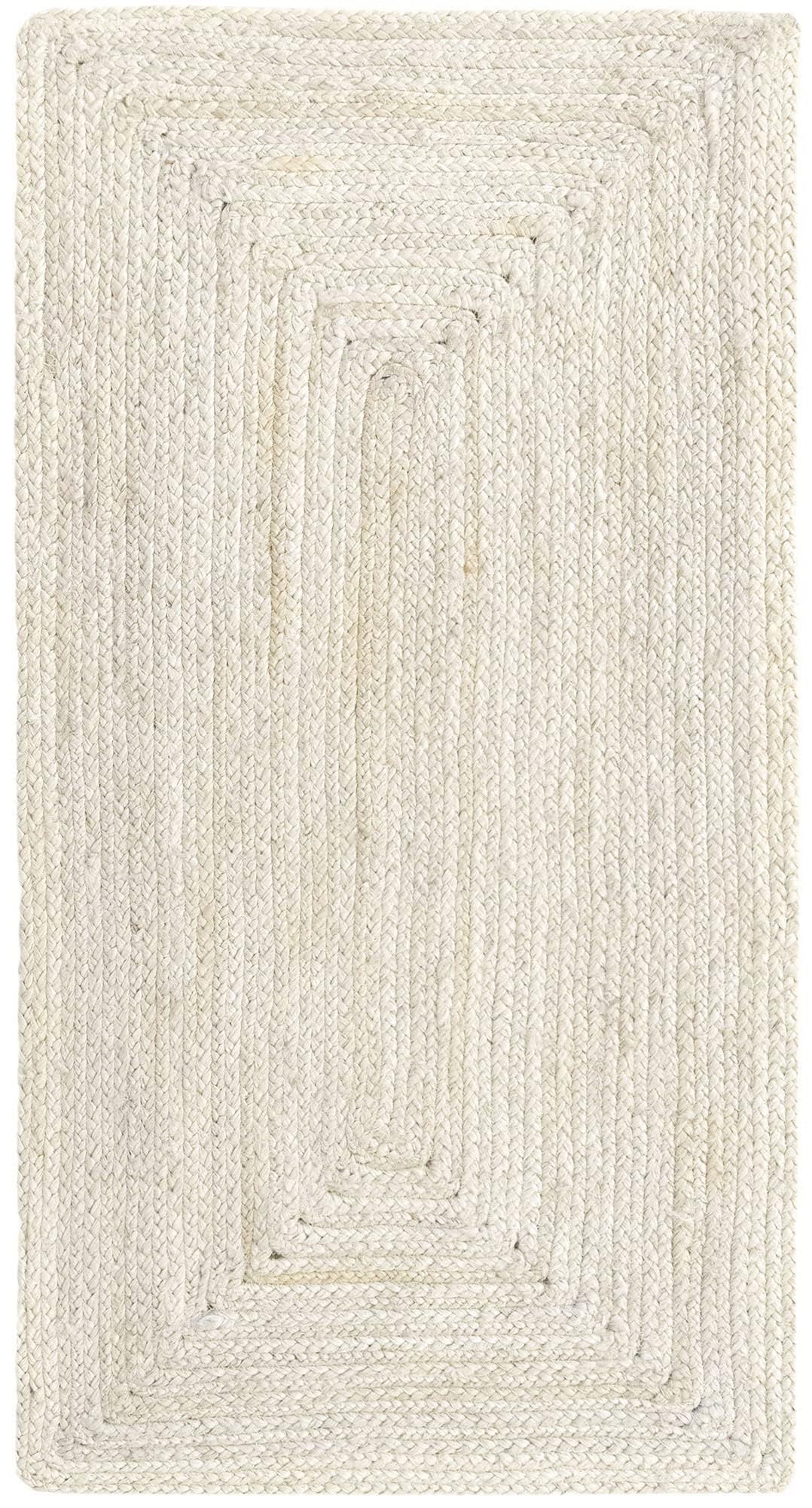 HAMID-Alfombra Yute Alhambra Color Marfil, Alfombra 100% Fibra de Yute, Tejida a Mano, Alfombra de Salón, Pasillo, Dormitorio, (110x60cm)