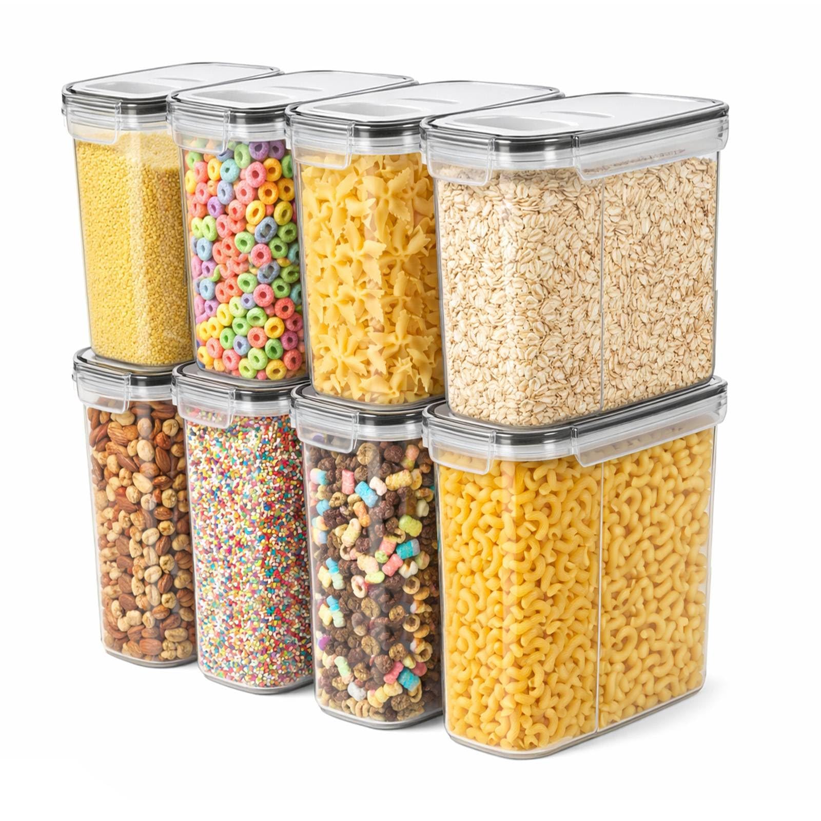 GREENSAPPIRE Cereal Storage Containers set of 8-4L Airtight Flip-Top Lids, BPA-Free Clear Plastic – Dry Food Storage for Kitchen & Pantry Organization (8-4L) — image 1
