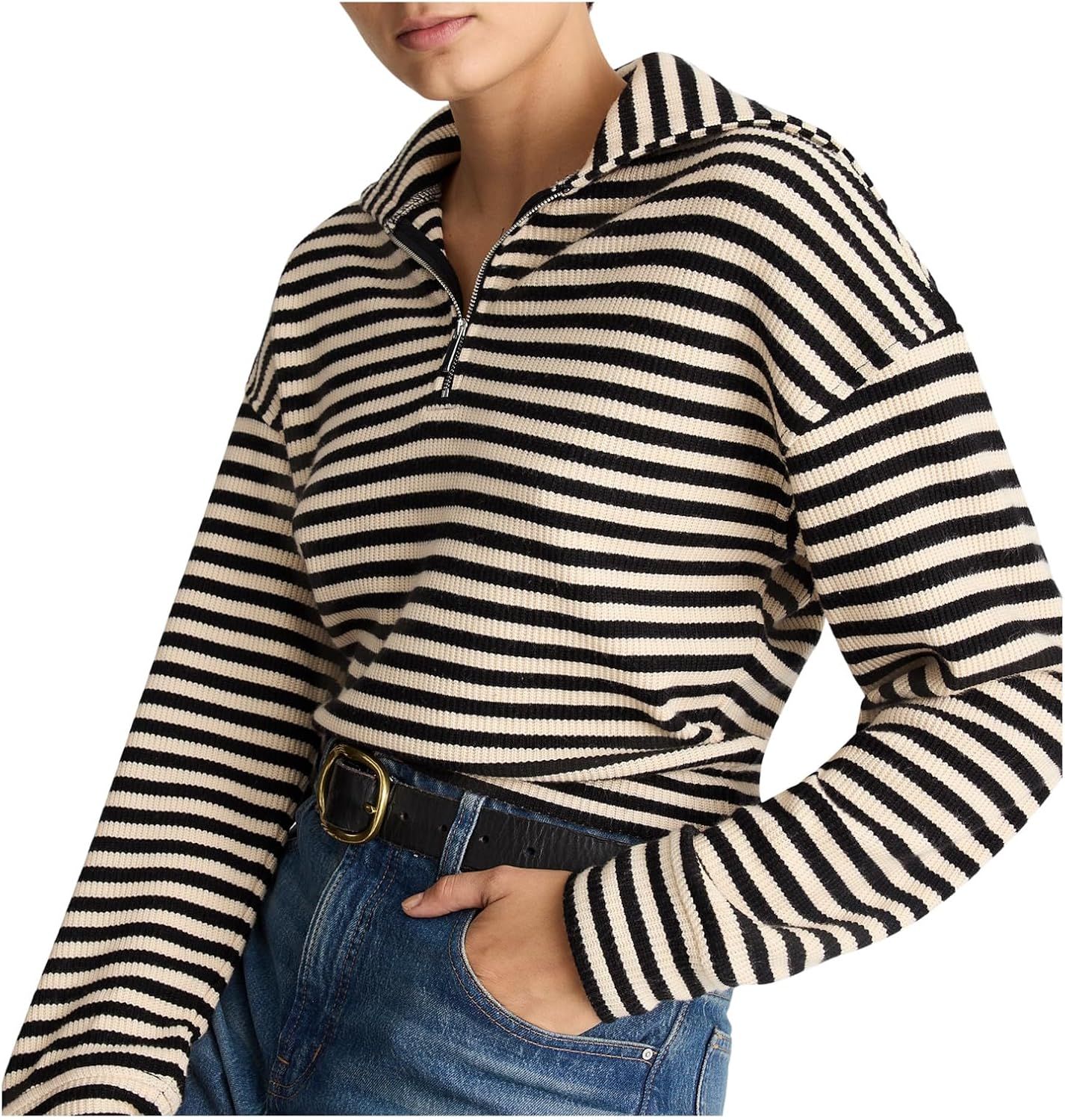 Madewell womens Half Zip Stripe Jacket - Image 4
