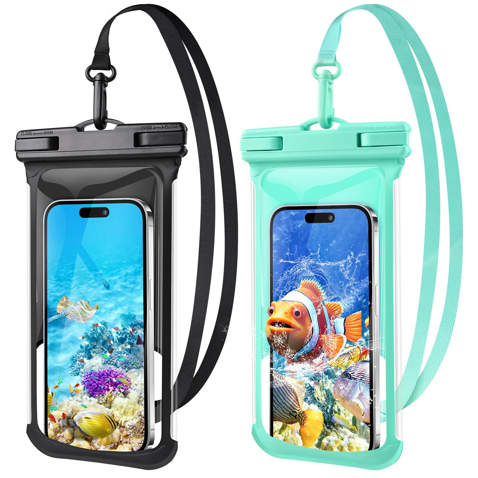 XFEXFE 2 Pack Waterproof Phone Pouch- IPX8 Waterproof Phone Case for iPhone 15/14/13/12/11 Pro Max Plus Samsung up to 7.5