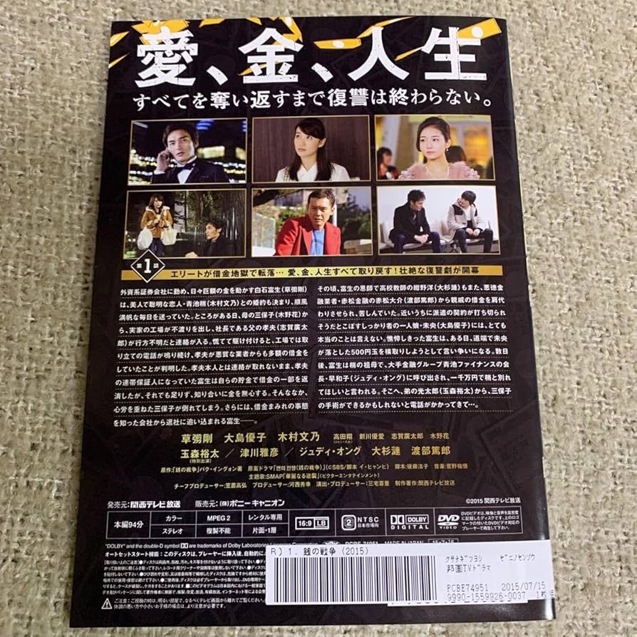 レンタル落ちDVD 銭の戦争 全巻 Amazon.co.jp: 【】 銭の戦争 DVD 全巻セット 草彅剛 大島優子