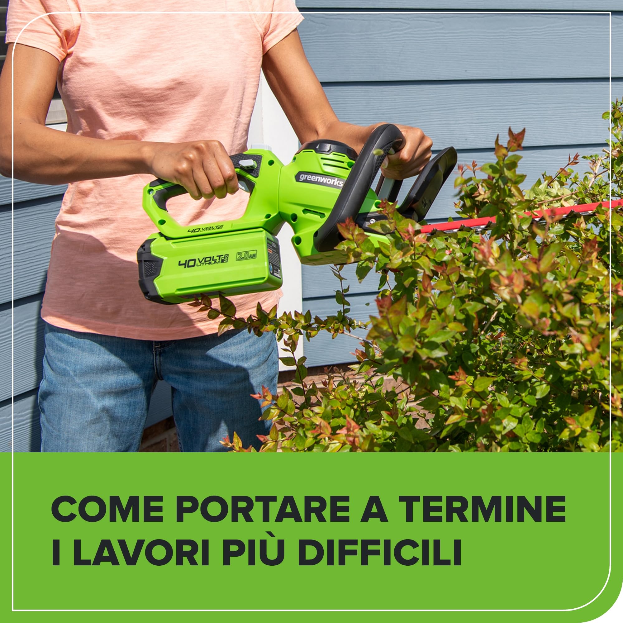 Greenworks Batteria 40V 2Ah - Batteria agli Ioni di Litio per Tutti gli Attrezzi da Giardino ed Elettroutensili Greenworks da 40V, Ricarica Rapida, Indicatore LED di Ricarica, Garanzia 2 Anni - G40B2