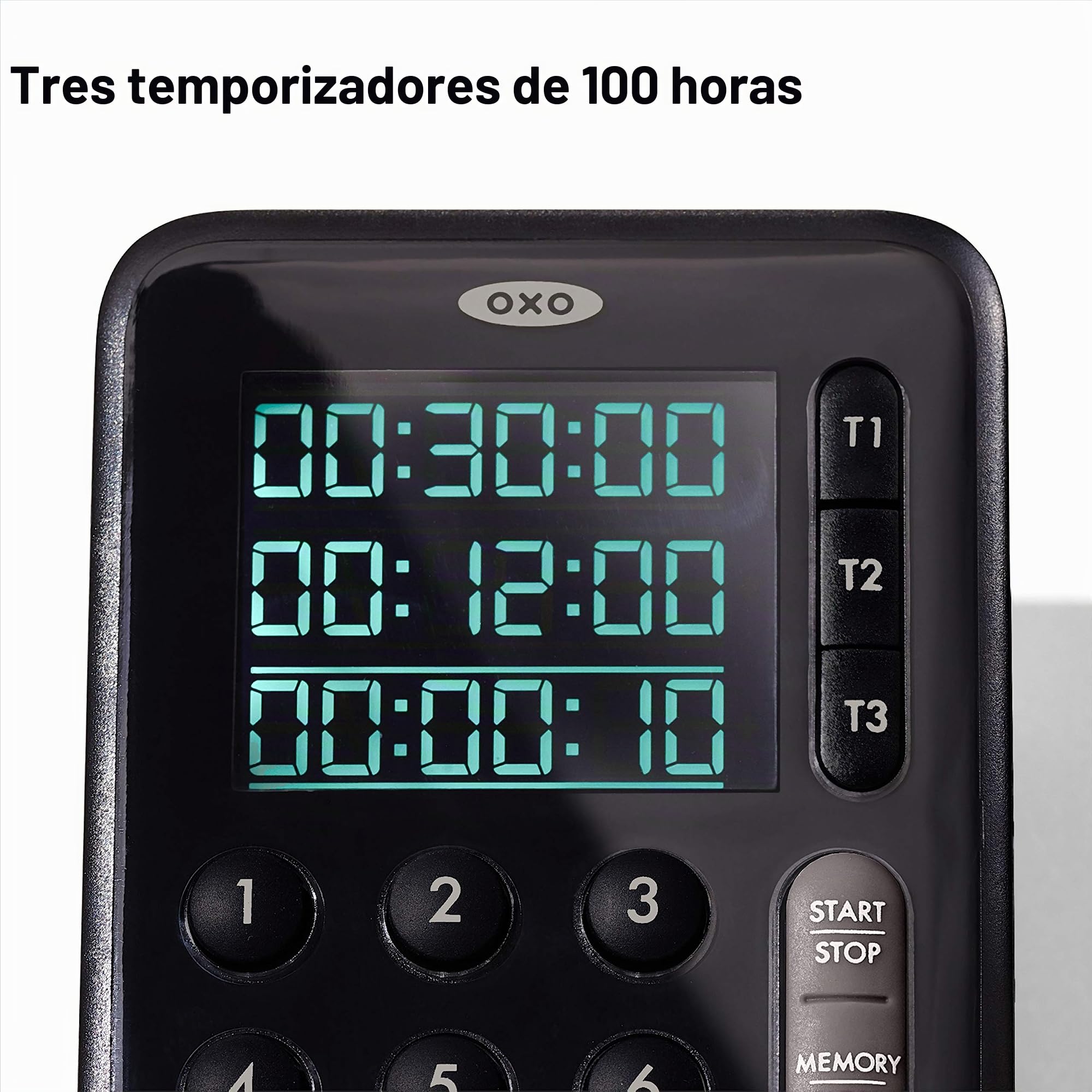 OXO Good Grips 11303700 - Temporizador Triple para Cocina, plástico, Color Negro
