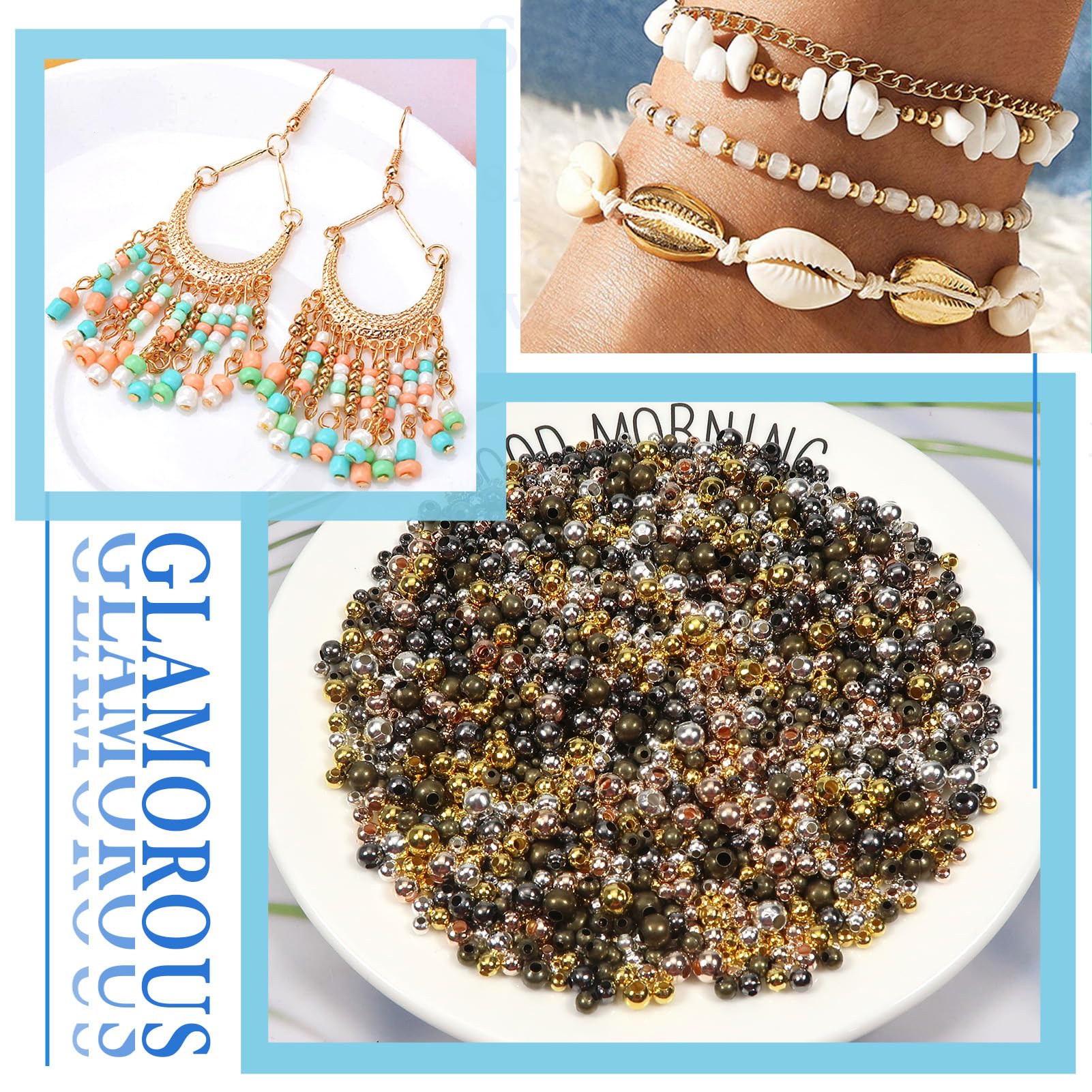 Toaob 2700Pcs Perles Intercalaires Perles D'Espacement En