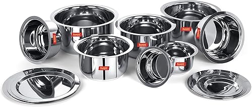 Miniatura 8 de Sumeet Tapa de acero inoxidablepatilautensilios de cocina con tapas, 12.5 fl oz, 18.6 fl oz, 27.1 fl oz, 37.2 fl oz, 47.3 fl oz, 60.9 fl oz, 77.8 fl