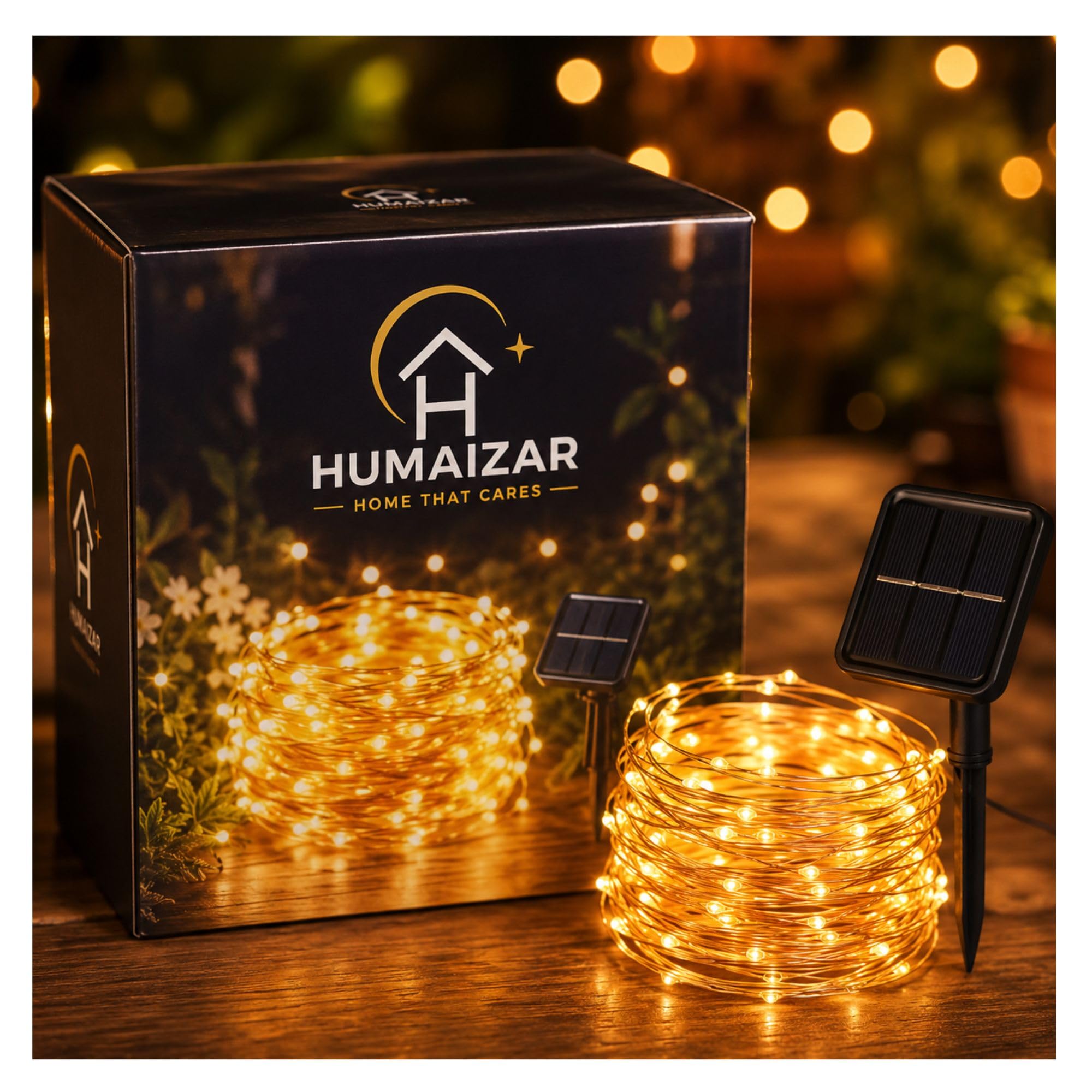 HUMAIZAR Solar 10 Meter 100 LED String Fairy Lights | Waterproof Outdoor Decoration for Diwali, Ganpati, Christmas, New Year | Garden, Farmhouse, Balcony, Restaurant Décor-image-20