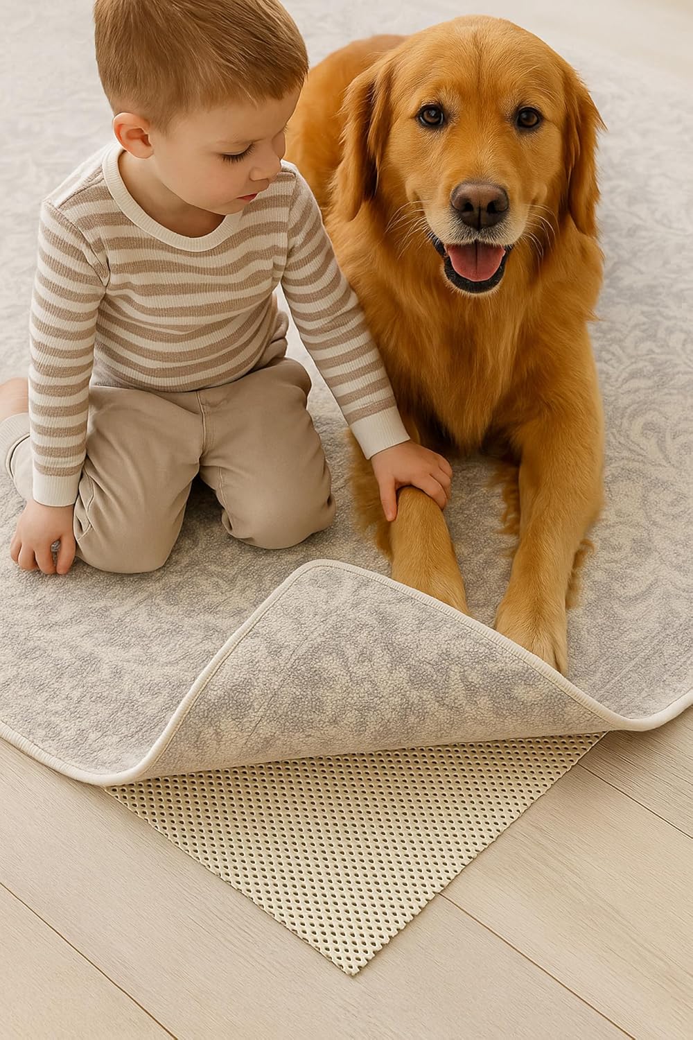 Rug Branch Rug Pad Extra Strong Rug Pad Gripper, Grips Keep Area Rugs in Place, Skid Resistant Pads for Hard & Soft Floors, Under Carpet Mat and Hardwood Floor Protection for Area Rugs - 9' x 12'