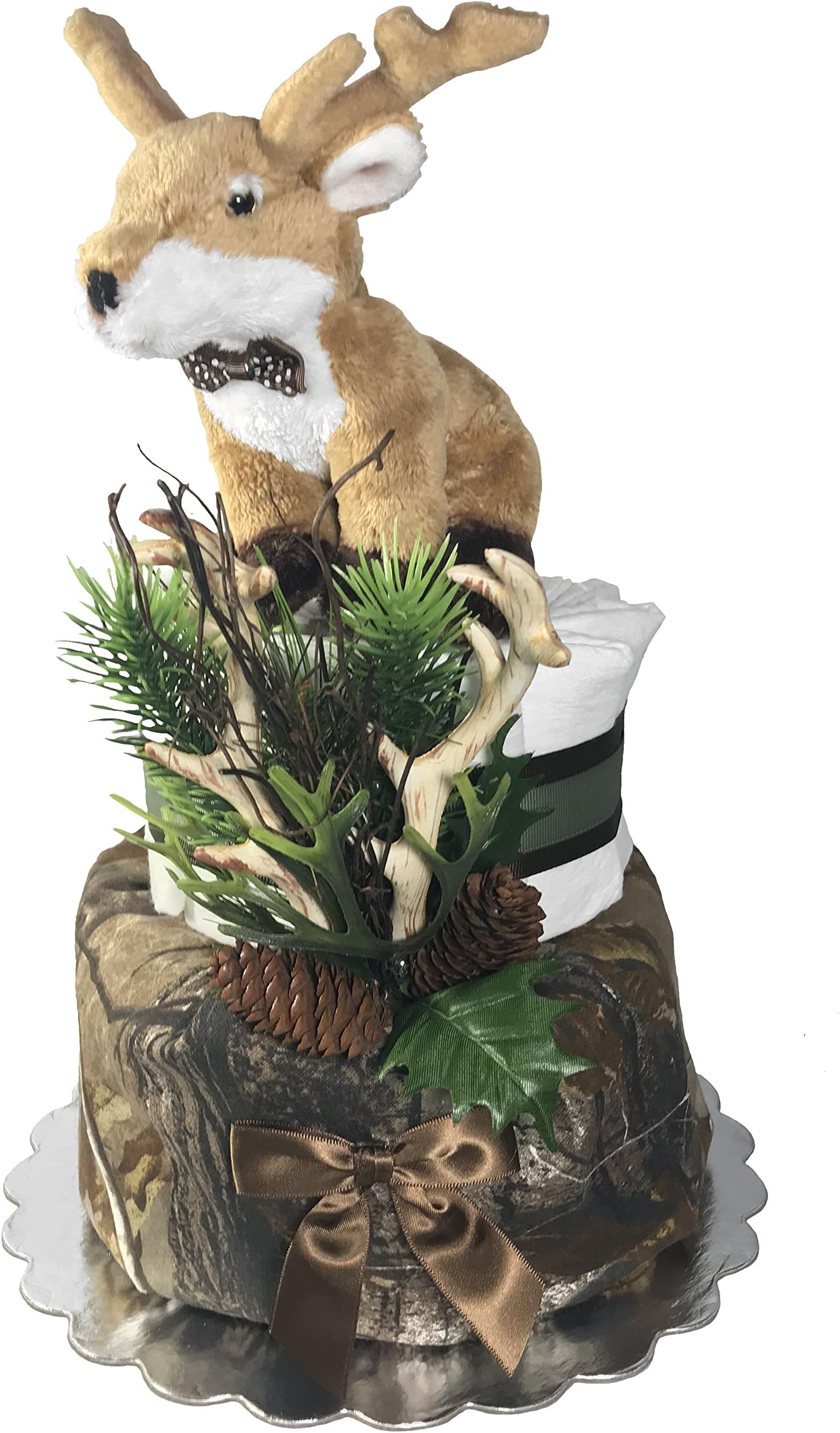 Camo Deer Diaper Cake - Baby Shower Gift - Centerpiece - Green and Brown
