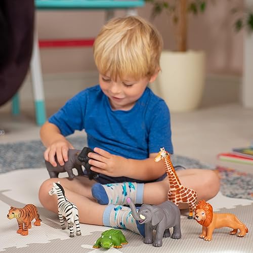 Miniatura 8 de Learning Minds Juego de 8 figuras de animales de safari jumbo, juguetes de animales de zoológico para niños, juguetes de animales para niños