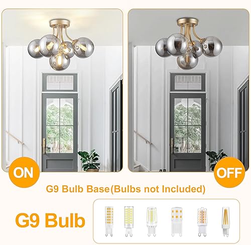 Miniatura 72 de Sputnik Candelabros de 15 luces de cristal ahumado de 39 pulgadas, lámpara de globo grande con vidrio gris ahumado, candelabros negros Sputnik