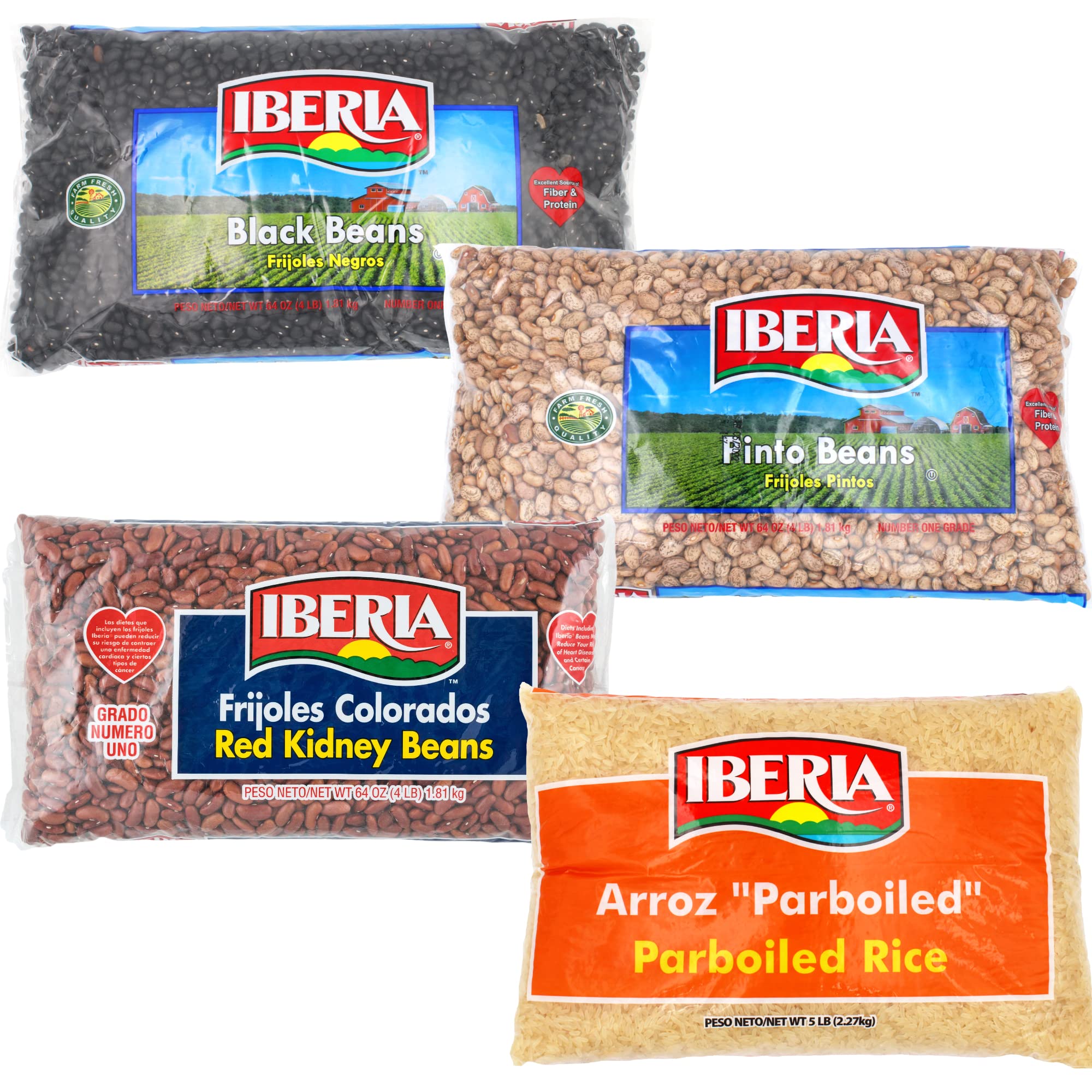 Iberia Long Grain Parboiled Rice, 5 lb. + Iberia Black Beans, 4 lb. + Iberia Pinto Beans 4 lb. + Ibe