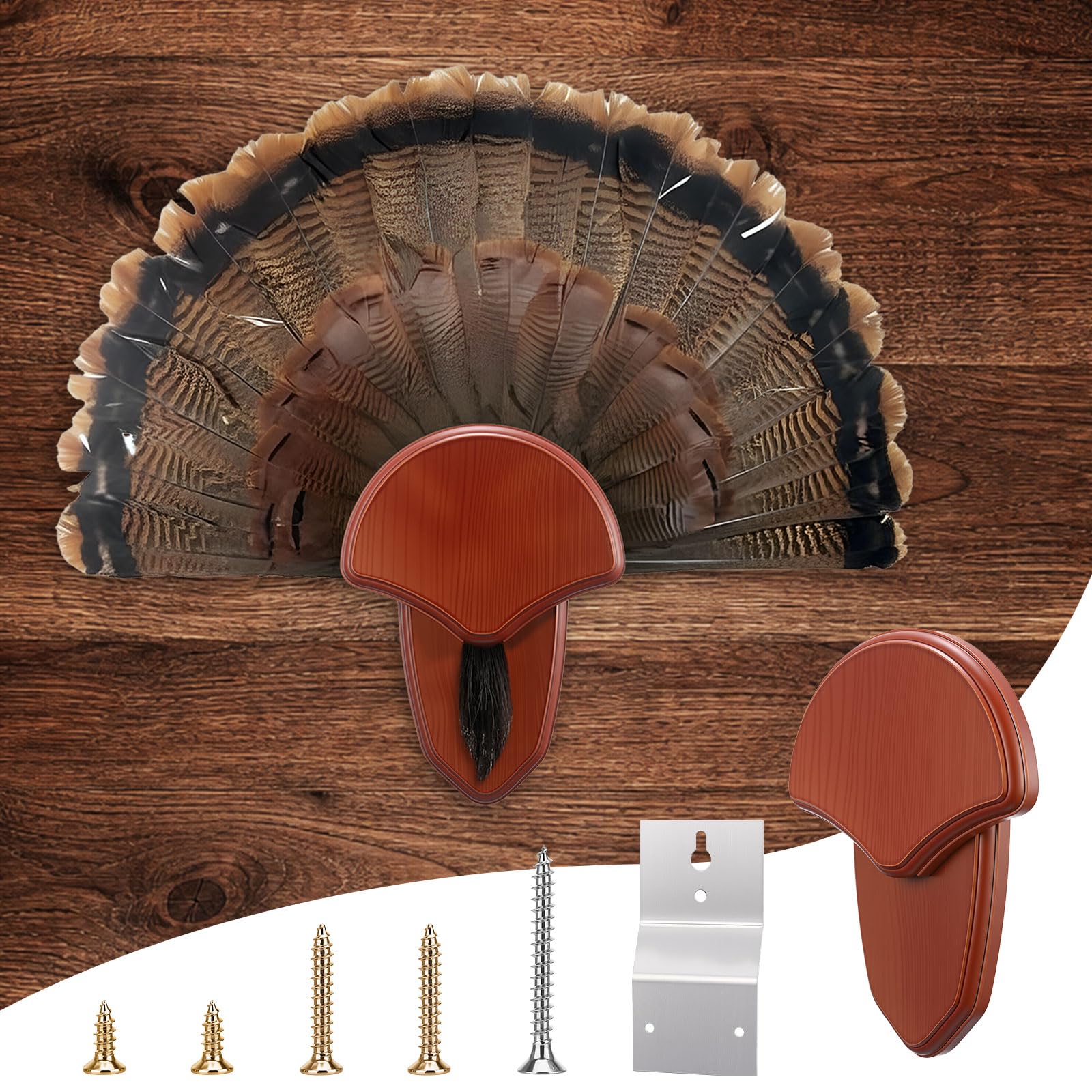 Photo 1 of Junkin 1 Set Turkey Fan Mount Kit - Rustic Wooden Turkey Tail Fan & Beard Display Plaque, Easy DIY Hunting Trophy Mounting Kit with Hardware - Perfect Hunter Gift for Man Cave or Lodge Decor
