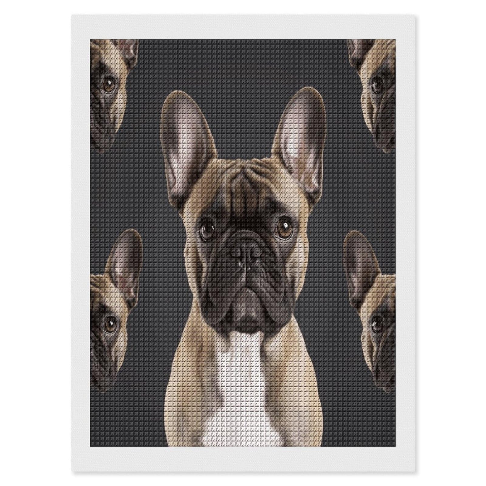 FodPand French Bulldog Diamond Painting Kit for Beginner Fun 5D DIY Crafts for Adults Diamond Art Kits Square Diamond Art Canvas Painting Gem Art Crafts for Home Wall Decor 12"x16"