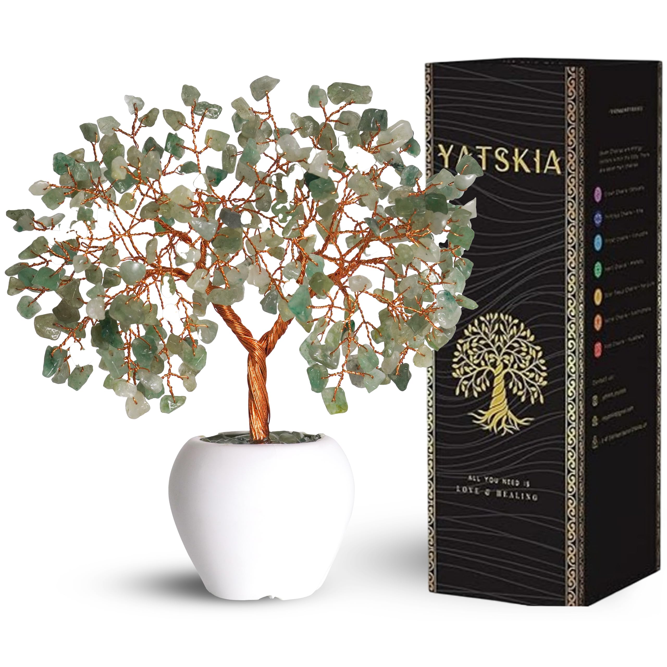 YATSKIA Grüner Aventurin-Kristallbaum, Kristalle und Steine, Edelsteinbaum, heilende Edelsteine und Kristalle, Kristall-Heimdekoration, Meditationsdekoration, spirituelle Geschenke für Frauen,