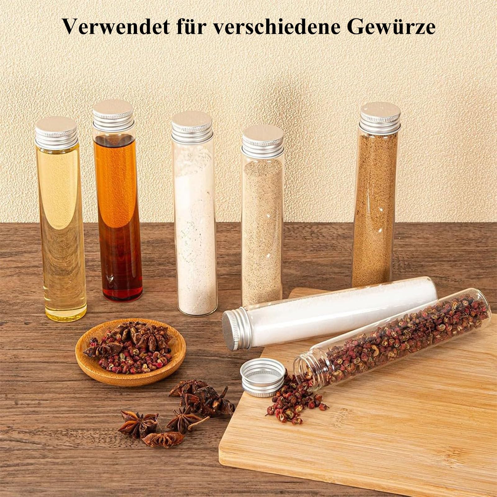 12 Piezas Tubos de Ensayo plastico, Probetas Plastico con Tapon 110ml, Probetas Plastico Transparente para Dulces Semillas, Especias, Líquidos, Artesanías, Plantas