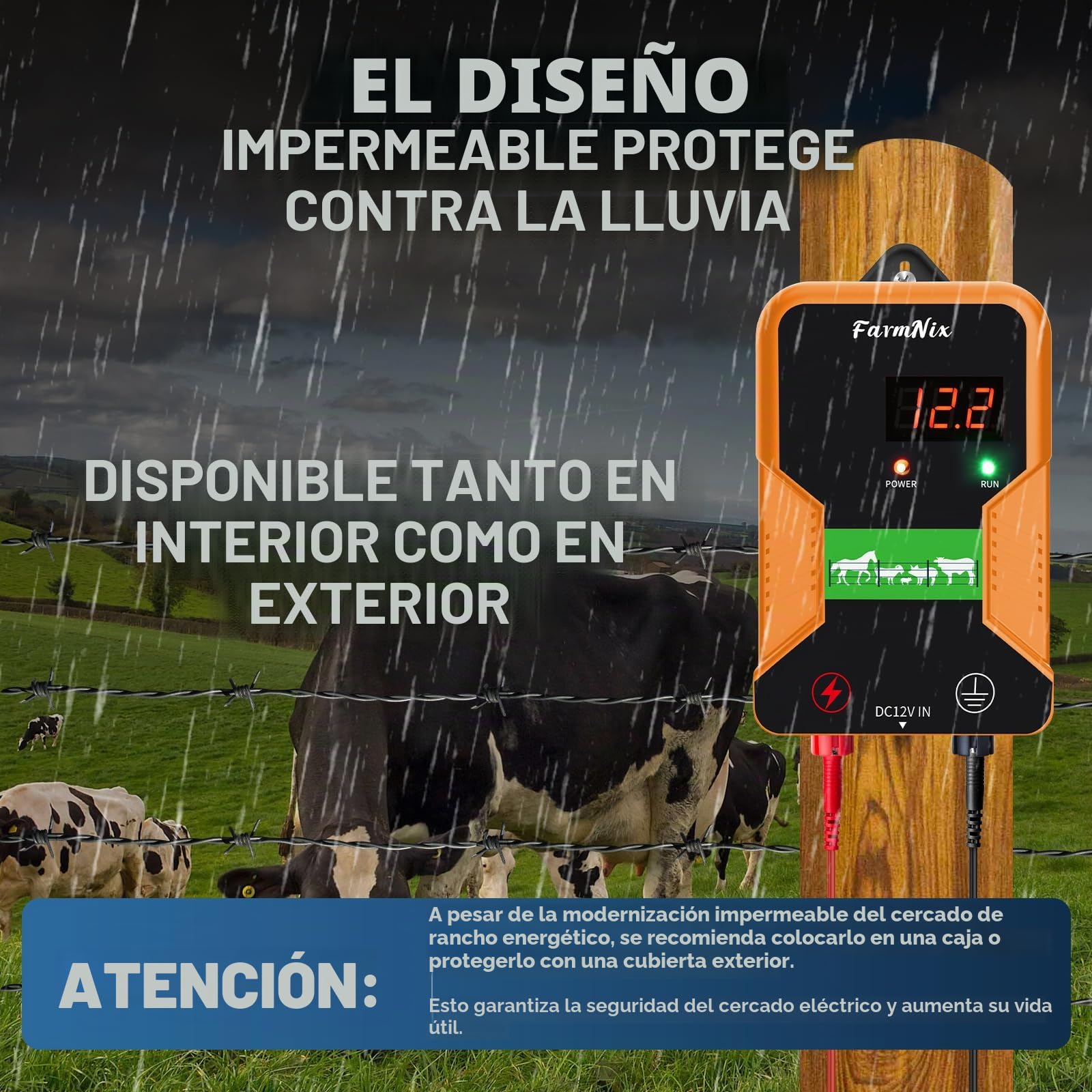 12kV 2J Pastor Electrico con Pantalla LED,Kit Valla Eléctrica 15Km | Cerca Eléctrica Controlador, 220V Cerca Cercado Pastor, Para Proteger Ganado Mascotas Aves De Corral Jardines Y Huertos